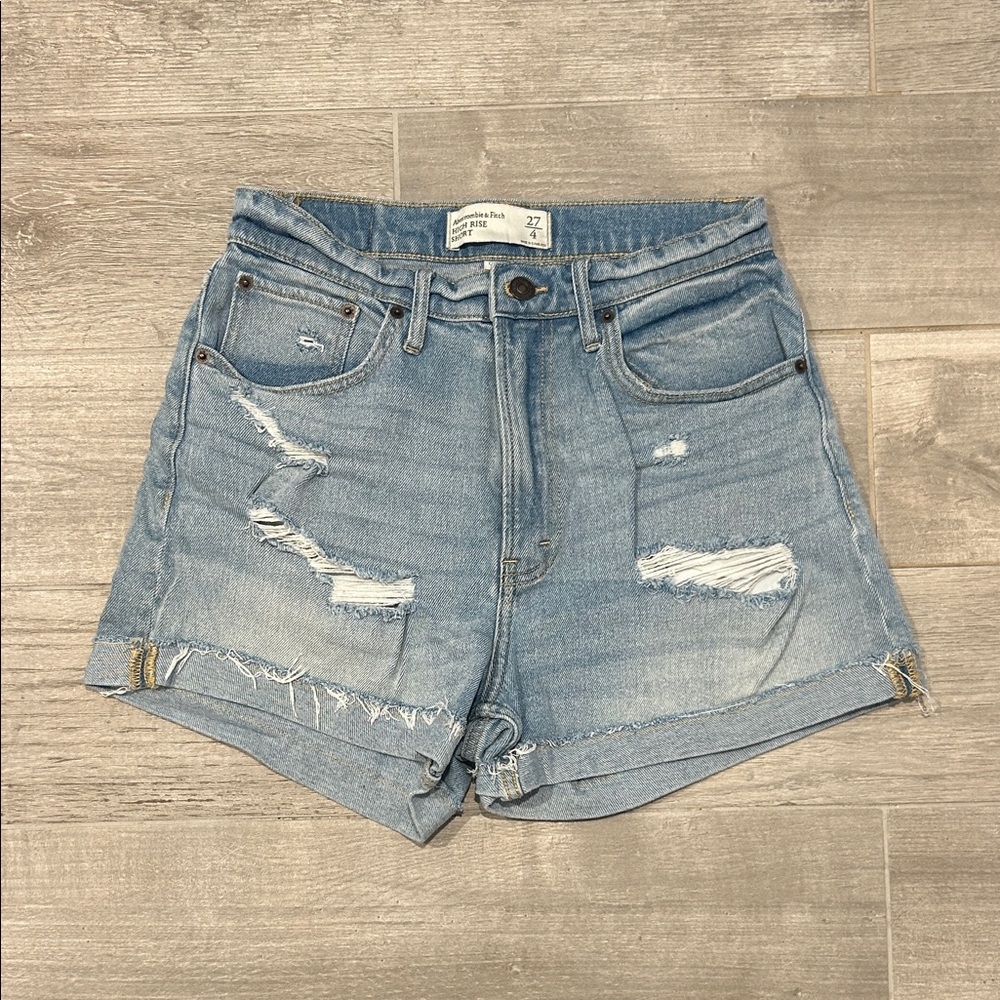 Abercrombie & Fitch Light Blue Distressed Jean Shorts